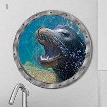 Sealife 상어 물고기 잠수함 벽 스티커 아이 방 욕실 홈 장식 만화 동물 데칼 3D PVC 벽화 예술, 14 버건디