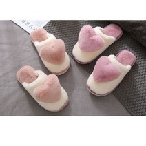 [블링블링슈 1+1] 폭스비 여성 플리스 하트 슬리퍼 / 미끄럼방지 겨울 털실내화 1+1