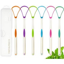 [미국정품매장] THINKPRICE 가성비 추천 혀 긁개 클리너 100% BPA 프리 스크레이퍼 편리한 트래블용 Case 포함 건강한 구강 관리를 위한 사용법 구취 방지 효과, 6 Count (Pack of 1)