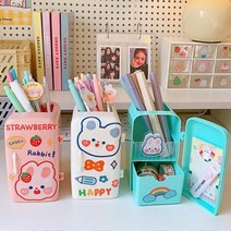 귀여운 미니 냉장고 연필꽂이 펜 볼펜 색연필 꽂이 3color [캐릭터 책상 화장대 정리 다용도 수납함 정리함 보관함 멀티 홀더], 베이비 핑크