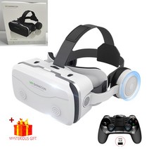 스마트폰VR 핸드폰 가상 현실 VR 블루투스 안경 3D 헤드셋 장치 Viar 헬멧 고글 렌즈 스마트 폰 모바일, 10 With Box 9156 Remote