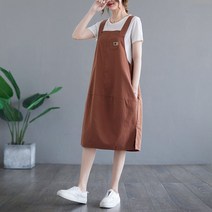 여성 멜빵 치마 미디 스커트 루즈핏 린넨 원피스 3종