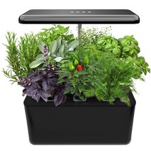 가정용스마트팜 home led with kit for garden planter Kitchen smart Herb 성장 발아 시스템 실내 성장 수경 재배 시스템 스마트팜 19, 블랙-EU 플러그