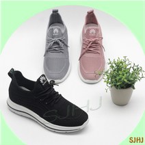 GLAM216 S-330 여성 운동화/블랙 핑크 그레이/깔끔한 디자인/가볍고/세련되고/부드러운 니트 소재/신발끈 있는 타입/