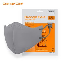국산 새부리형 2D 컬러 오렌지케어마스크 L대형 그레이 10매
