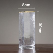 화병 꽃꽂이 철제 인테리어 오브제 꽃병 모던한 디자인의 유리 홈 데코 액세서리 황금 테두리 책상 식물 컵 인형 도매 장식품, 30cm
