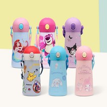 릴팡 더보틀 원터치 어깨끈 이중스텐 물통, 쿠로미, 460ml
