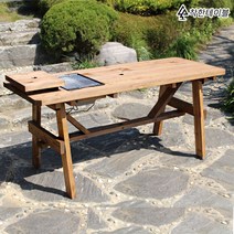 착한테이블 원목 다용도 바베큐 야외 테이블 바베큐 그릴 포함 캠핑 피크닉 데크 마당 정원, 1200 도토리색