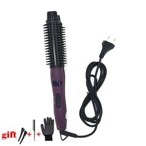 2 in 1 세라믹 스타일러 헤어 컬러 브러시 스트레이트 및 컬 컬링 아이론 파마 헤어 빗 배 꽃 전기 원형, 영국, 보라