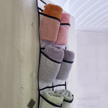 수건 정리함 수건 걸이 보관함 문에 거는 걸이형 12포켓, 블랙