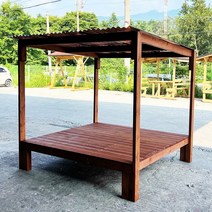 지붕형 조립식 평상 6자 1800_1800 방부목 야외 평상마루 (택배 배송), b)투명색