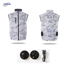 AKRUA 선풍기조끼 여름 현장 아이스 에어컨옷 작업복 아이스 선풍기옷, 화이트M