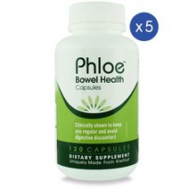 플로에 보웰 헬스 키위 추출물 프리바이오틱스 엔자임 캡슐 120정 PHLOE BOWEL HEALTH Prebiotics Kiwi Extract, 5개