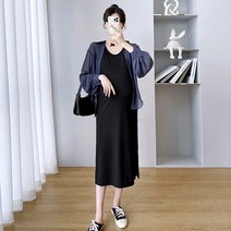 가벼운 만삭원피스 주수원피스 임부복 편한 민소매 롱 원피스 휘뚜루마뚜루 데일리