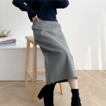 다잇템 여자 민무늬 H라인스커트 백밴딩 셋업 롱스커트 (9290452)