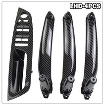 for bmw e70 e71 e72 x5 x6 2007-2013 new car left right 탄소 섬유 인테리어 도어 팔걸이 핸들 내부 패널 풀 트림 커버, 블랙 4pcs