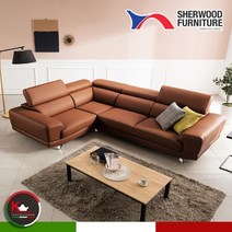 [쉐우드가구]로랜 6인용 코너형 이태리 천연통가죽 기능성 소파 (일반형/카우치형), 실버그레이 / 카우치 코너형(우형)