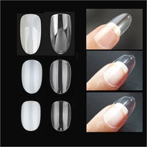 네일팁 인조손톱 아트 작업팁 사이즈 모양, 50개입, 숏오벌-투명4호