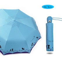 풀카본우산비처럼 로맨틱 귀여운 고양이 우산 자동 우산 비 여성 세 접는 블랙 코팅 비치