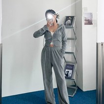 메이블 / 벨벳 벨로아 집업 와이드팬츠 트레이닝 세트