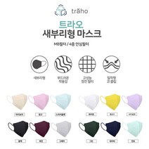 국산 MB필터 트라오 새부리형 마스크 대형 50매 컬러마스크 모음 스트랩 증정, 스카이블루