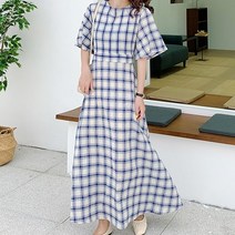 드레스날다 드레시 백스트링 체크 롱 원피스(mops1205)