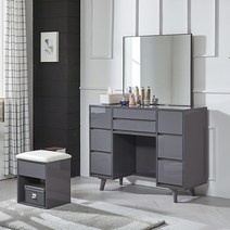 엘르 LPM 하이그로시 일체형 수납화장대/일반거울, 그레이