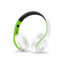 107271 HIFI 스테레오 이어폰 블루투스 헤드폰 음악 헤드셋 fm및 모바일용 샤오미 아이폰 삼성 태블릿 지원 마이크가 있는 SD 카드 지원, White green_CHINA