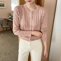 여성 달콤 진주 꽈배기 가디건/라운드/미니/숏/볼레로/크롭/러블리/걸리쉬/니트티/니트/가을/겨울/심플