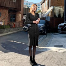 떳다그녀 밀턴 니트 카라 원피스