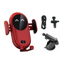 Car Wireless Mobile Phone Charger Mount Clamping Fast Charging Station Driving Replacement Holder Ye, 06 Red  Set