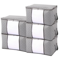 생활전문 패브릭 이불정리함, 가로형 80L_5, 그레이