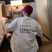 100%순면만사순심하프린트라운드반팔티셔츠남녀커플반팔