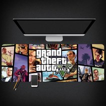 Grand Theft Auto 마우스 패드 GTA5 마우스 패드 대형 컴퓨터 게임 노트북 키보드 마우스 장패드 책상 패드 pc 게임 모바일 게임 캐릭터 마우스패드, 04_400x900mm | 4mm