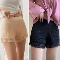 라쿤걸 탄성스판 레이스반바지 2장세트NY689