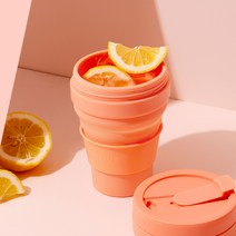 라이프썸 접이식 실리콘텀블러 475ml (LFS-KS04) 3종 택1 빨대포함 휴대용텀블러 그란데사이즈 재사용컵 리유저블컵 제로웨이스트, 살몬