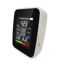 5 in 1 air quality monitor co2 meter co2 tvoc 포름알데히드 값 온도 습도 디스플레이가 있는 일산화탄소 센서, 하얀
