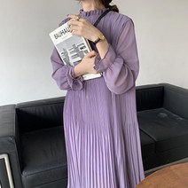 기타 바보사랑[라라리빠 글로벌]쉬폰 플리츠원피스 넥프릴 예쁜 주름드레스