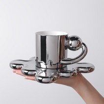 폴란드 명품 커피잔 세트 집들이 홈카페 고급, 실버, 250ml
