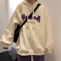 [바쿠]여성 빅사이즈 박스핏 가슴레터링 편한 후드티 SW38134L