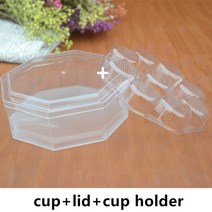티라미수 보틀 케이크 용기 10pcs 팔각형 투명 포장 상자 두꺼운 플라스틱 diy 컵, 컵 뚜껑 컵 홀더, 10개