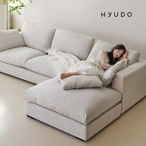 [즉시할인 40 000원+페이백이벤트] 휴도 시월의 동백 구스 아쿠아 패브릭소파 4인쇼파 푹신한 소파 화이트 (쿠션 증정), 크림그레이