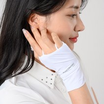 여성 골프웨어 여름 UV차단 면 스판 손등 토시 장갑, 네이비