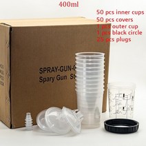 RP HVLP 중력식 스프레이건 10 20 30 50pcs 대량 페인트 믹싱 컵 400ml 600ml 일회용 눈금 컵 ho 퀵 컵, 400ml 50개