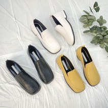 비비드 스티치 스퀘어 로퍼플랫 여성로퍼 단화 2cm