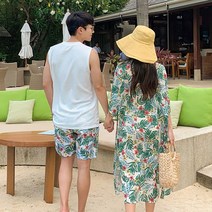 커플 시밀러룩 신혼여행 휴양지 로브 비치웨어 SW17240F