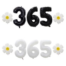 [해피쏘굿] 32인치 블랙/화이트 숫자 (100일~900일) + 데이지 풍선세트, 블랙, 365