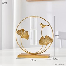 아크릴 세라믹 인테리어 도자기 화병 꽃병 nordic simple gold glass test tube flower vase with flowers 수경 식물 flower, 높이 21cm 8.2인치