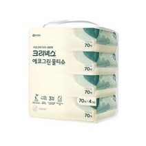 [빠른배송] 크리넥스 에코그린 물티슈 캡형 70매 4개입, 1개, 4팩