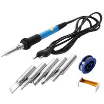 220V / 110V 60W 조정 가능한 온도 전기 납땜 인두 납땜 역 5pcs 팁 솔더 와이어 붙여 넣기 플럭스|Electric Soldering Irons|, 220V EU Plug